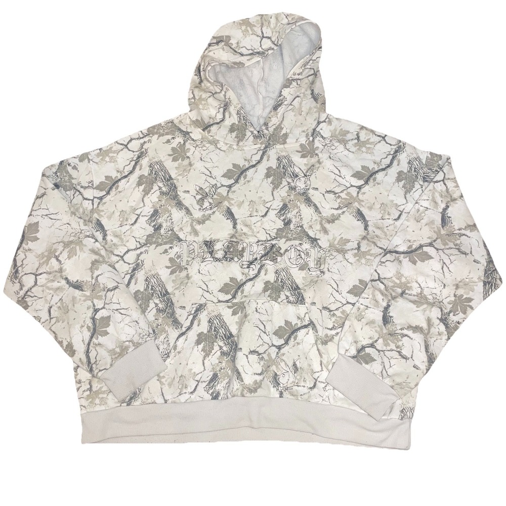 Playboy Hoodie XL Camo All Over Print Pullover Bunny Logo Y2K Streetwear